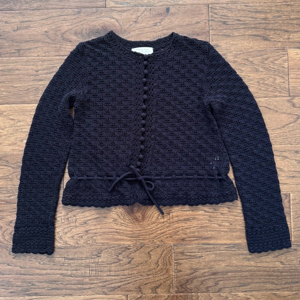 Sezane Black Crochet Cardigan